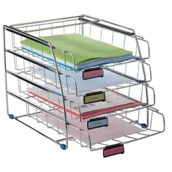 ALBA Set Da 4 Vaschette Scorrevoli - 31,5 X 39 X 31,5 Cm - Vaschette 6,5 Cm - Metallo