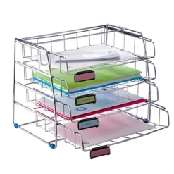 ALBA Set Da 4 Vaschette Scorrevoli - 39 X 30 X 31,5 Cm - Vaschette 6,5 Cm - Metallo