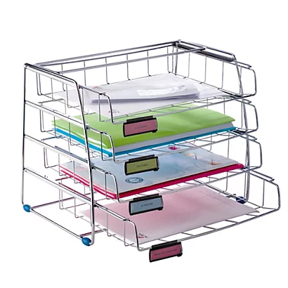 ALBA Set Da 4 Vaschette Scorrevoli - 39 X 30 X 31,5 Cm - Vaschette 6,5 Cm - Metallo