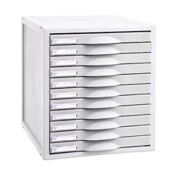 ARCHIVO 2000 Cassettiera Modulare Da Scrivania Archisystem, 11 Cassetti Chiusi, 35,6 X 31,6 X 36,2 Cm, Polistirene, Grigio