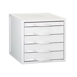 ARCHIVO 2000 Cassettiera Modulare Da Scrivania Archisystem, 5 Cassetti Chiusi, 35,6 X 31,6 X 30,3 Cm, Polistirene, Grigio