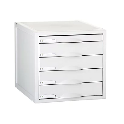 ARCHIVO 2000 Cassettiera Modulare Da Scrivania Archisystem, 5 Cassetti Chiusi, 35,6 X 31,6 X 30,3 Cm, Polistirene, Grigio