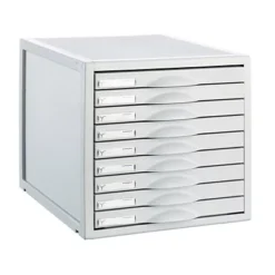 ARCHIVO 2000 Cassettiera Modulare Da Scrivania Archisystem, 9 Cassetti Chiusi, 35,6 X 31,6 X 30,3 Cm, Polistirene, Grigio