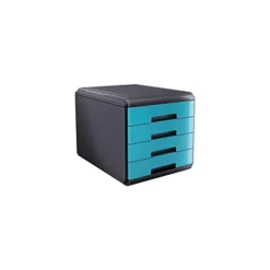 ARDA Cassettiera Da Scrivania Mydesk, 4 Cassetti Chiusi, 29,5 X 38,5 X 28,2 Cm, Turchese