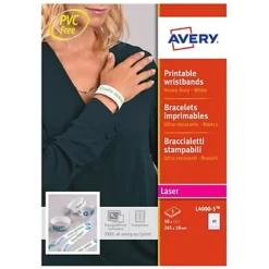 AVERY Braccialetti Identificativi Stampabili - Bianco - 5 Fogli - 10 Et/fg - A4