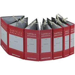 BREFIOCART Cartelle Archivio Con Lacci Incollati Dorso 6 Cm Rosso
