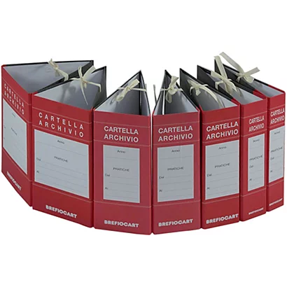 BREFIOCART Cartelle Archivio Con Lacci Incollati Dorso 6 Cm Rosso