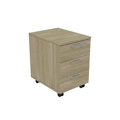 Cassettiera A 3 Cassetti Su Ruote, Linea Essenza E Linea Pure, 41,5 X 55 X 60 Cm, Rovere