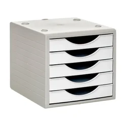 Cassettiera 5 Cassetti Linea Ecogreen, Cm 34 X 27 X 26 H, Bianco