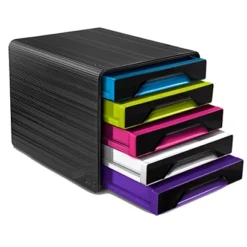 CEP Cassettiera Smoove - 36 X 28,8 X 27 Cm - 5 Cassetti Standard - Nero/multicolore