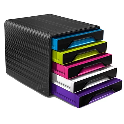 CEP Cassettiera Smoove - 36 X 28,8 X 27 Cm - 5 Cassetti Standard - Nero/multicolore
