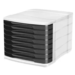 Cep Ellypse Xtra Strong Cassettiera Da Scrivania 8 Cassetti, Nero/Bianco