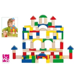 CWR Gioco Costruzioni In Legno - Pezzi Assortiti - Conf. 100 Pezzi