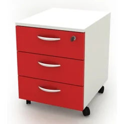 Daily Cassettiera Su Ruote, 3 Cassetti, 41 X 50 X 52,2 Cm, Bianco/Rosso