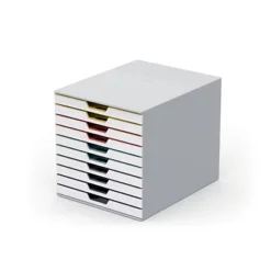 Durable Cassettiera 10 Cassetti Varicolor® MIX 10, Struttura Bianca, Cm 28 X 35,5 X 29,2 H