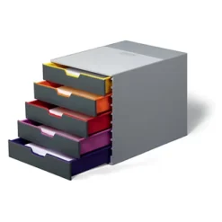 Durable Cassettiera 5 Cassetti Varicolor® 5, Struttura Grigia, Cm 28 X 35,5 X 29,2 H