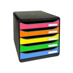 EXACOMPTA Cassettiera A 5 Cassetti Aperti Big-Box Plus Iderama, Nero/Arlecchino