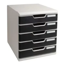 EXACOMPTA Cassettiera Modulo A4 - 28,8 X 32 X 35 Cm - 5 Cassetti - Grigio/nero