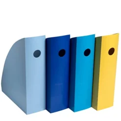 EXACOMPTA Set 4 Portariviste Mag-Cube Bee Blue - 26,6 X 8,2 X 30,5 Cm - Colori Assortiti