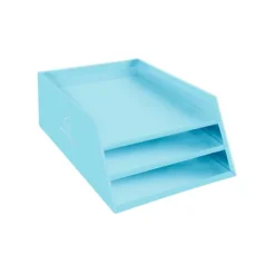EXACOMPTA Vaschetta Portacorrispondenza In Cartone Linea Aquarel, 3 Scomparti, Azzurro