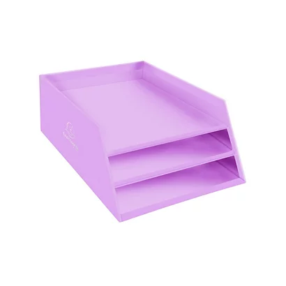 EXACOMPTA Vaschetta Portacorrispondenza In Cartone Linea Aquarel, 3 Scomparti, Malva