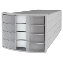 Han Impuls Cassettiera Da Scrivania, 4 Cassetti Chiusi, Grigio Traslucido