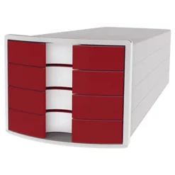 Han Impuls Cassettiera Da Scrivania, 4 Cassetti Chiusi, Rosso