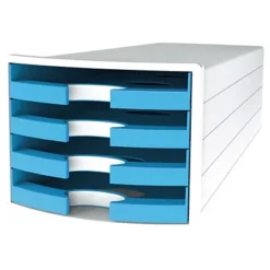 Han Impuls Trend Cassettiera Da Scrivania, 4 Cassetti Aperti, Blu Chiaro
