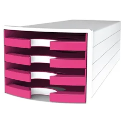 Han Impuls Trend Cassettiera Da Scrivania, 4 Cassetti Aperti, Fucsia