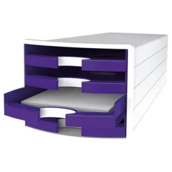 Han Impuls Trend Cassettiera Da Scrivania, 4 Cassetti Aperti, Viola