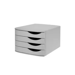 JALEMA Cassettiera Da Scrivania Re-Solution, 4 Cassetti Chiusi, 30 X 37,5 X 21,6 Cm, Polistirene Riciclato, Grigio