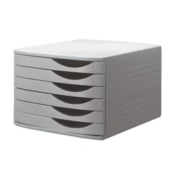 JALEMA Cassettiera Da Scrivania Re-Solution, 6 Cassetti Chiusi, 30 X 37,5 X 21,6 Cm, Polistirene Riciclato, Grigio