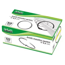 LEBEZ Anelli Metallici - 5,2 Cm - Per Rilegatura - Conf. 50 Pezzi