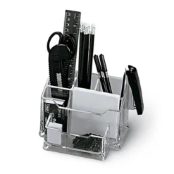 LEBEZ Portatutto Da Banco - Plexiglass - 19x12x10 Cm - Accessori Inclusi - Trasparente