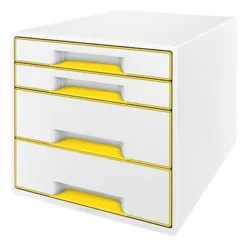 Leitz Cassettiera Da Scrivania In PolistireneWOW Dual Color Cube, 287 X 363 X 270 Mm, Bianco/Giallo Metallizzato