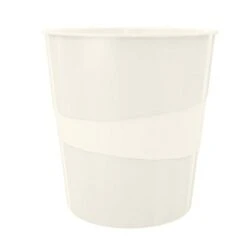 LEITZ Cestino Gettacarte WOW - Altezza 32,4 Cm - Diametro 29 Cm - 15 L - Bianco Metallizzato