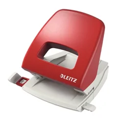 LEITZ Perforatore Metal Rim 5005 - Passo 8 Cm - Max 25 Fogli - 2 Fori - Rosso