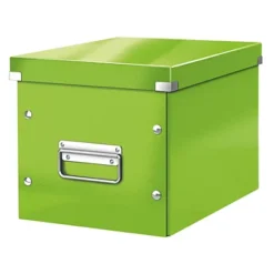 Leitz Scatola Archivio Cubo M Click & Store, Cartone, Coperchio Removibile, Verde Lime, 260 X 260 X 240 Mm