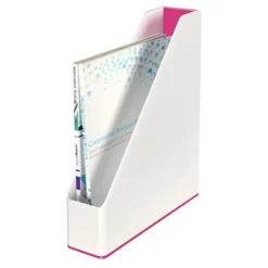 Leitz WOW Dual Color Portariviste, Dimensioni 272 X 318 X 73 Mm, Colore Bianco/Fucsia Metallizzato