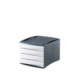 LEONARDI Cassettiera A 4 Cassetti Green2Desk, Bianco