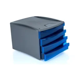 LEONARDI Cassettiera A 4 Cassetti Green2Desk, Blu Trasparente