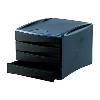 LEONARDI Cassettiera A 4 Cassetti Green2Desk, Nero