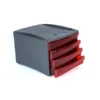 LEONARDI Cassettiera A 4 Cassetti Green2Desk, Rosso Trasparente