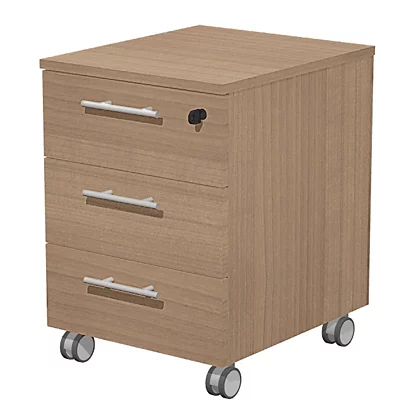 Linea Executive Cassettiera A 3 Cassetti, 41,8 X 52 X 61,5 Cm, Noce Castagno