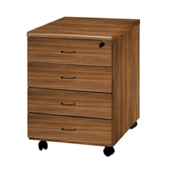 Linea Meeting Cassettiera Su Ruote 4 Cassetti, Noce Tabacco
