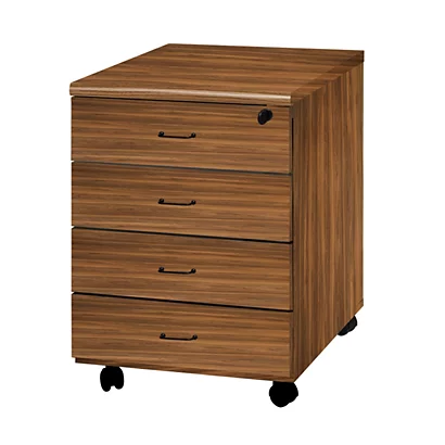 Linea Meeting Cassettiera Su Ruote 4 Cassetti, Noce Tabacco