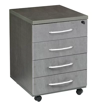 Linea Moon, Cassettiera A 4 Cassetti Su Ruote, 44 X 52 X 63 Cm, Grigio Cemento