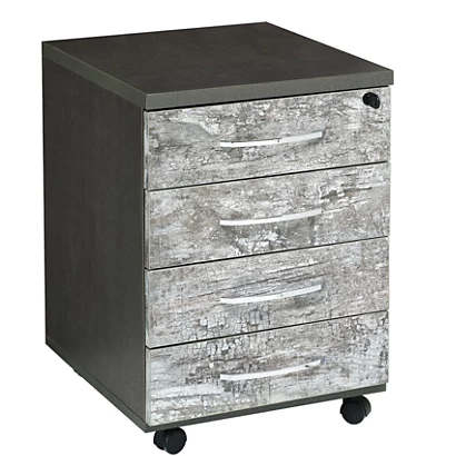 Linea Moon, Cassettiera A 4 Cassetti Su Ruote, 44 X 52 X 63 Cm, Legno Ossidato