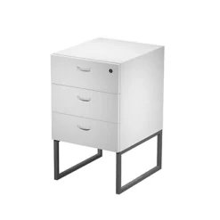 Linea Square Cassettiera A 3 Cassetti Con Gambe Metalliche, 41,5 X 50 X 72,2 Cm, Cassettiera Bianca, Gamba Antracite Opaco