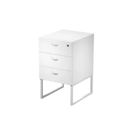 Linea Square Cassettiera A 3 Cassetti Con Gambe Metalliche, 41,5 X 50 X 72,2 Cm, Cassettiera Bianca, Gamba Bianca